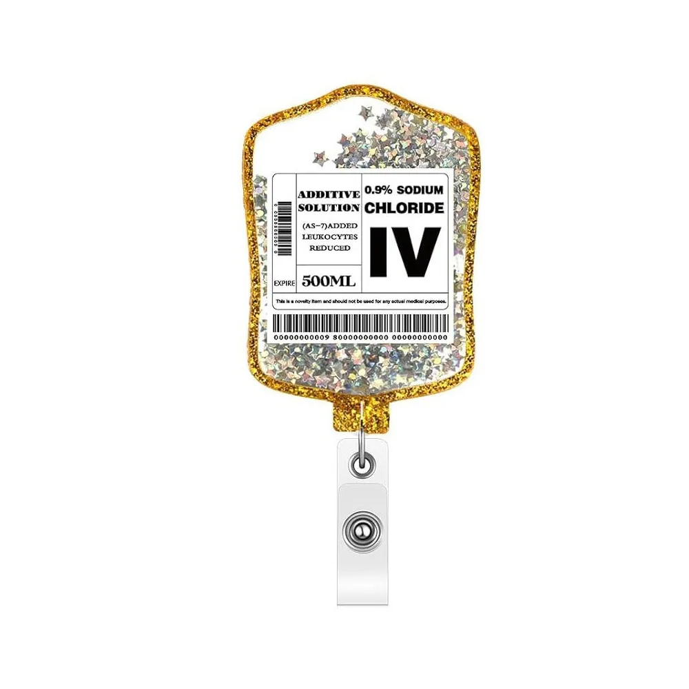

NEW Glitter ID Badge Reels Lanyard Blood Bag Name Tag Holder Retractable Nursing ID Badge Holder Graduation