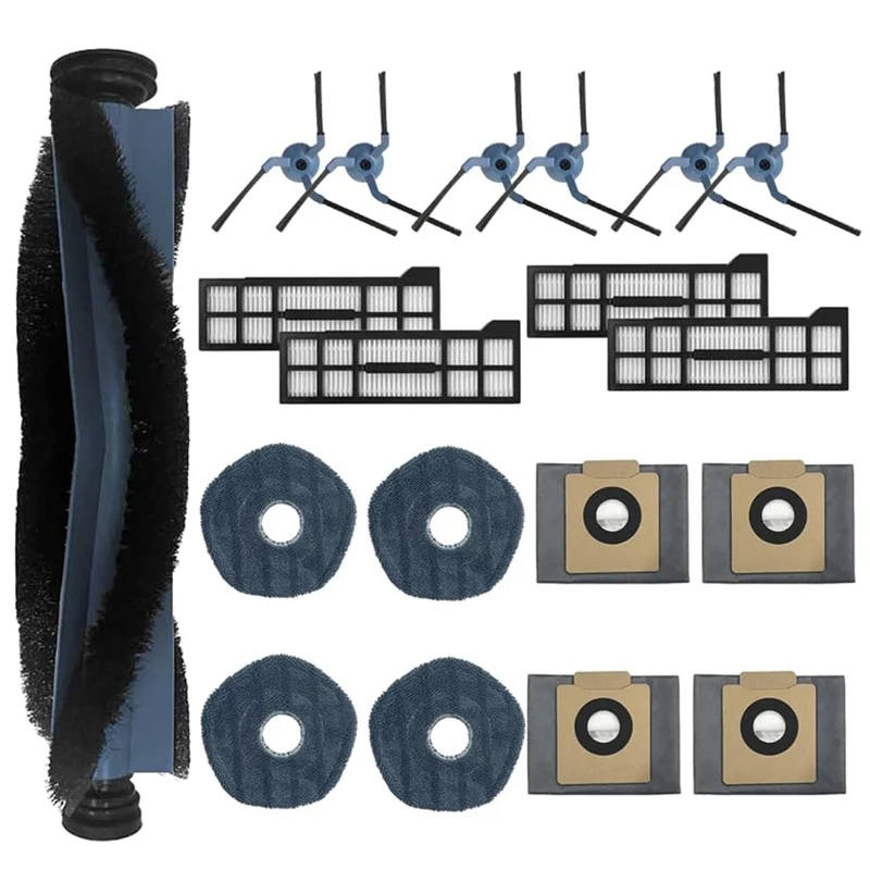 AT28-For Eufy X10 Pro Omni جهاز آلي لتنظيف الأتربة فرشاة جانبية رئيسية مرشحات Hepa ممسحة القماش أكياس الغبار قطع الغيار