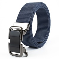 1PCS New Design Popular 125cm Men Square Fashion Single Circle Spot Alloy Business Nylon Pants Belt Toothless Automatic Buckle