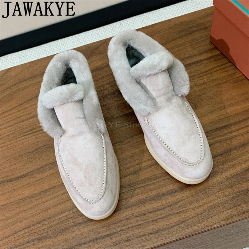 JAWAKYE Winter Classical Hot Sale Multicolour Snow Boots Women Plus Size Open Wool Collar Suede Short Boots Famous Brand Shoes