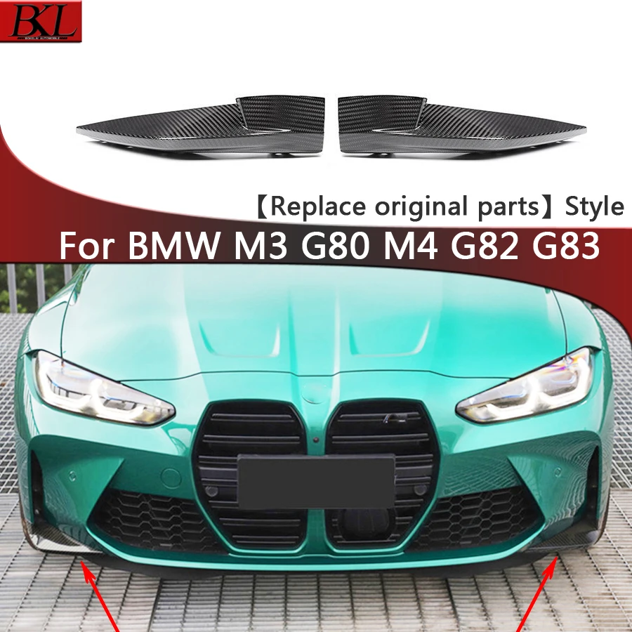 For BMW M3 M4 G80 G82 G83 2020  Carbon Fiber wrap angle Car Front Bumper Splitter Corner Trim Cover Front Chin Upgrade body kit