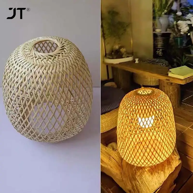 6 styles handmade Bamboo Woven Shade Lamp Light Rattan Wicker Shades Woven Ceiling Cover Chandelier Lampshade