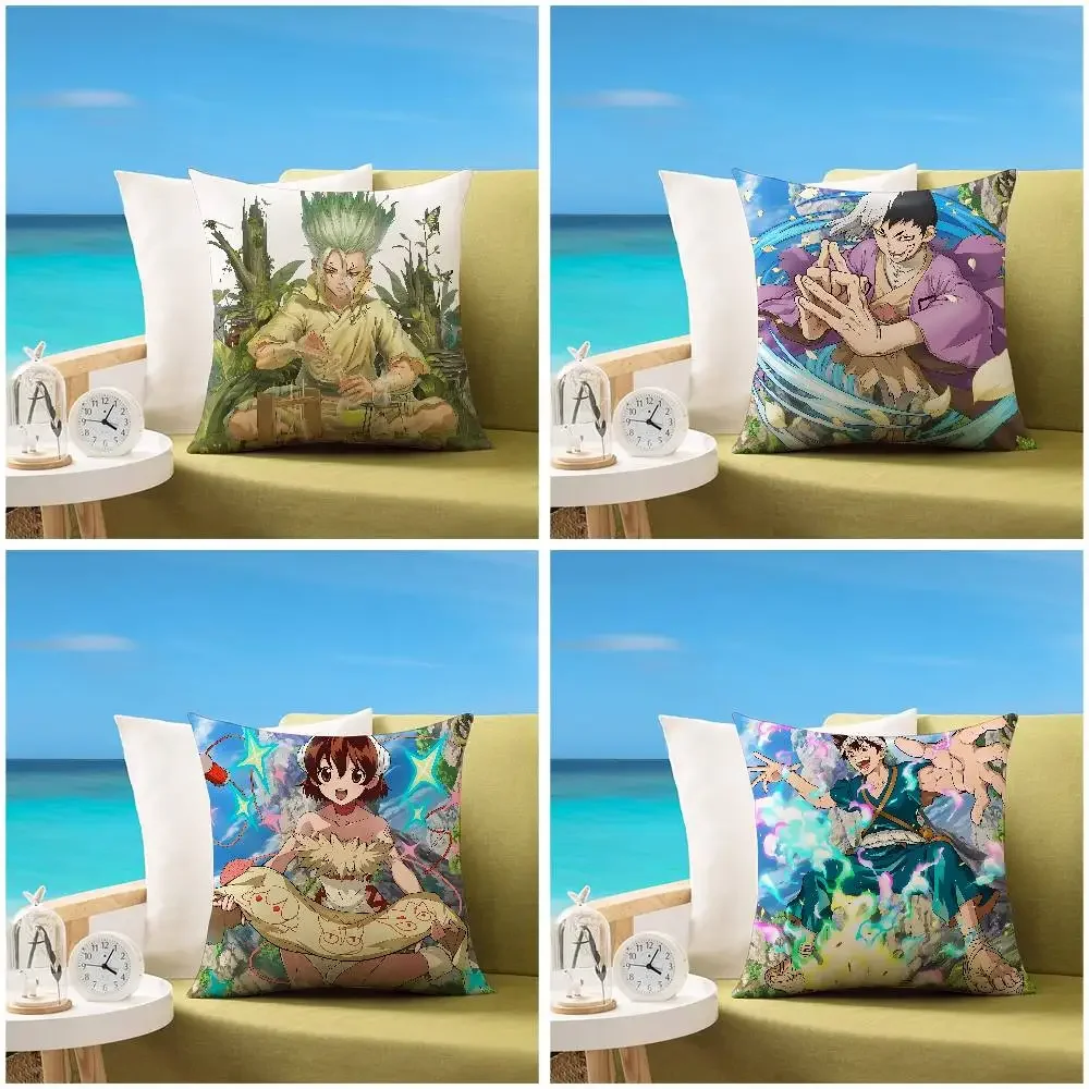 Anime D-Dr. Stone Pillow Case Sofa And Living Room Decorative Cushion Covers Dust-proof And Mite-proof Invisible Zipper