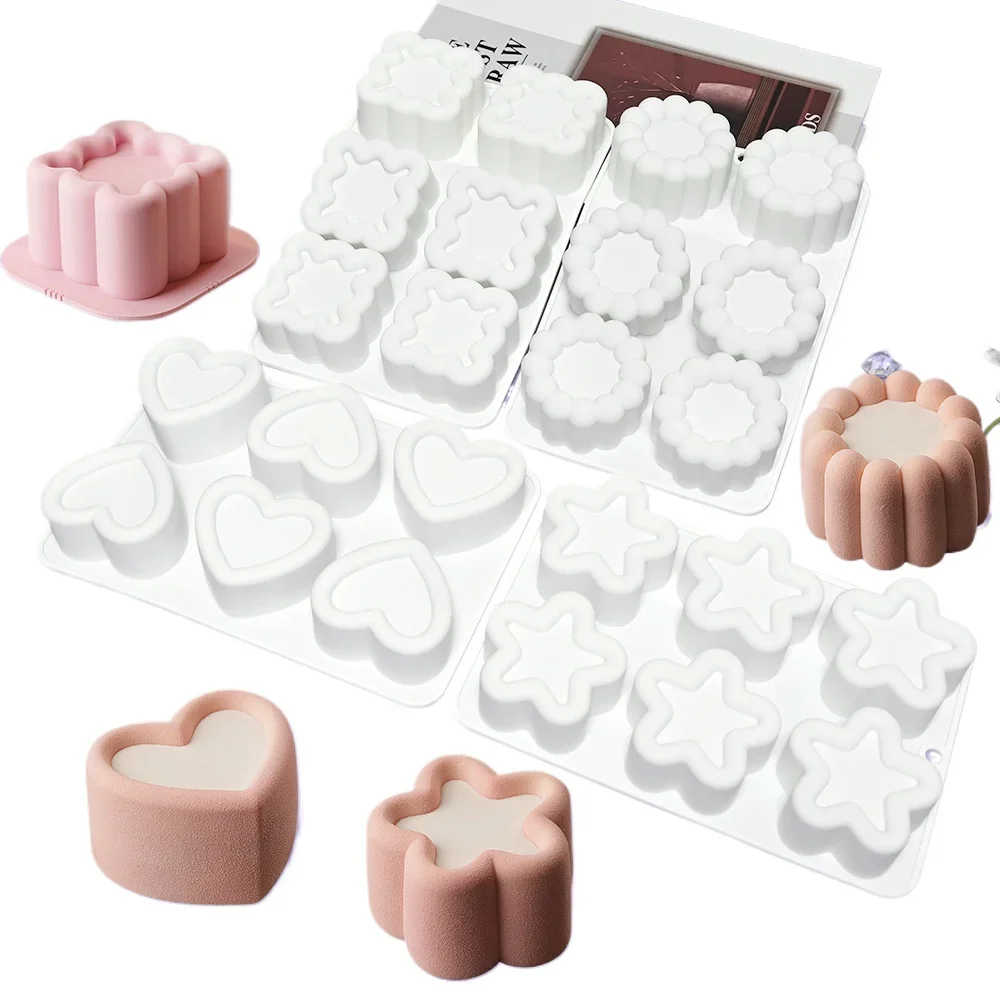 1/6 Zellen Silikonform mit mehreren Hohlräumen zum Backen von Kuchen, Mousse, Seife, Kerze, Basteln, Küche, Backzubehör, Werkzeuge, Zubehör