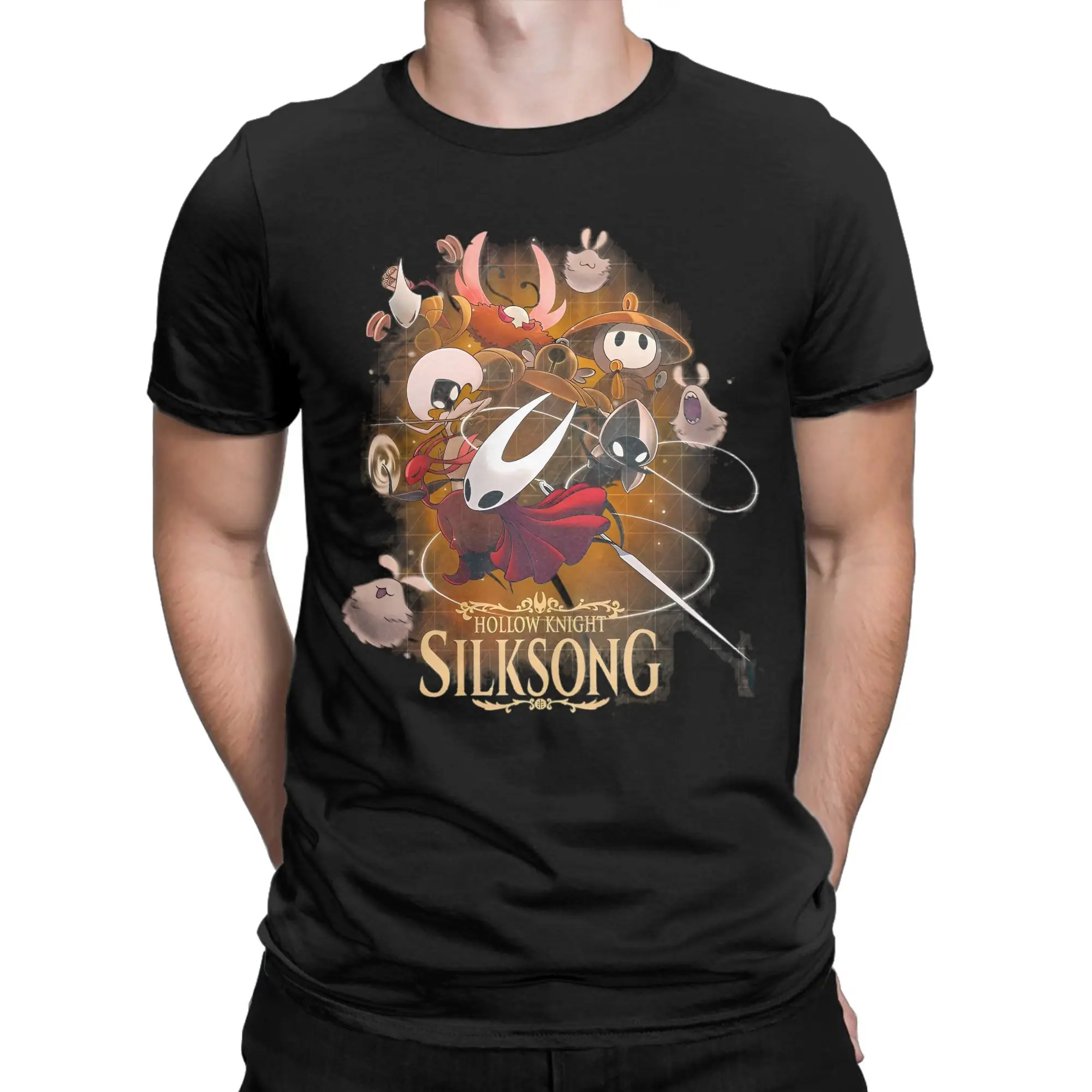 Hollow Knight Hornet Silksong Gothic T-Shirts Men Round Collar Cotton T Shirts Aesthetic Gaming Short Sleeve Tees Plus Size Tops