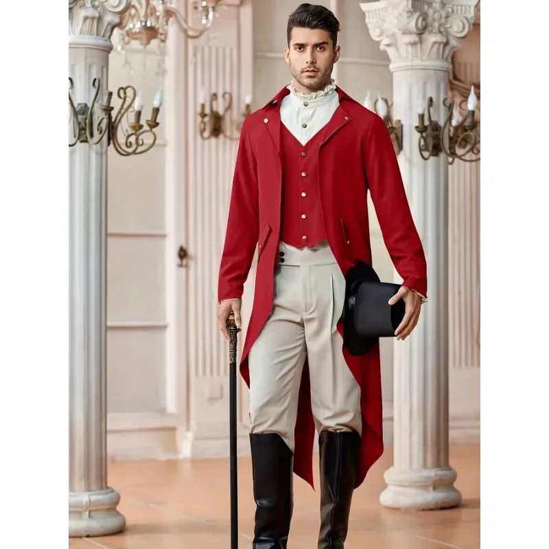 Renaissance Pirate Christmas Party Costume Autumn Men\'s Elegant Steampunk Victorian Jacket Gothic Tailcoat Costume Vintage