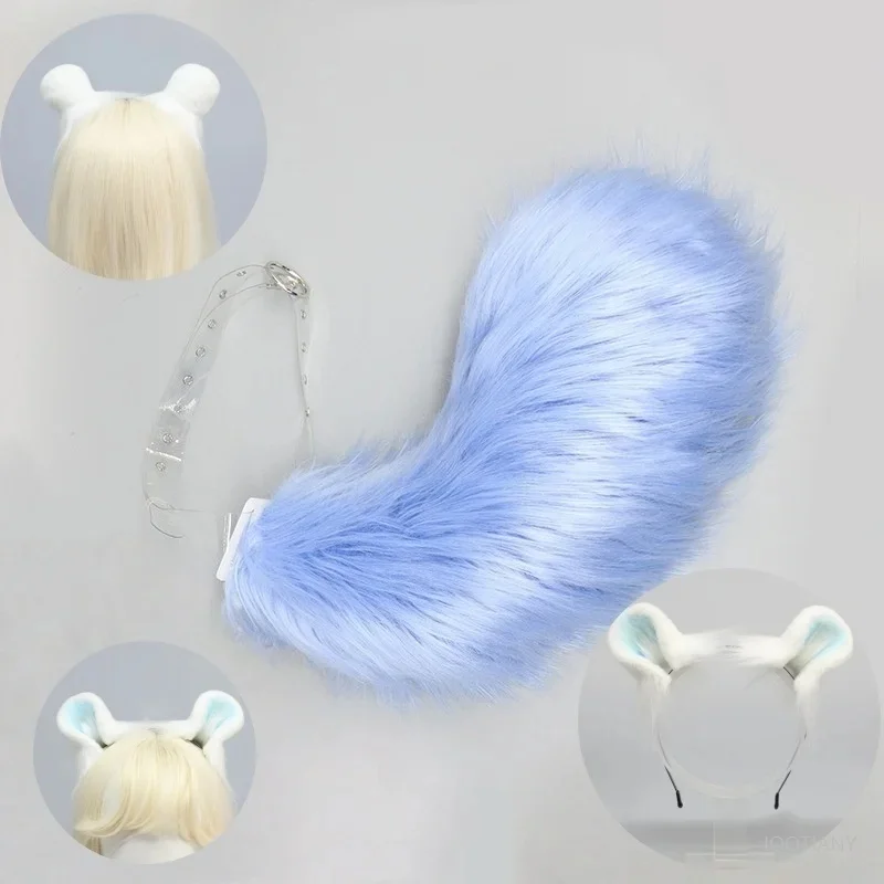 

Хэллоуин милые плюшевые уши животных повязка на голову синий собачий хвост реквизит для ролевых игр Лолита девушка комикс выставка уши животных головной убор комплект