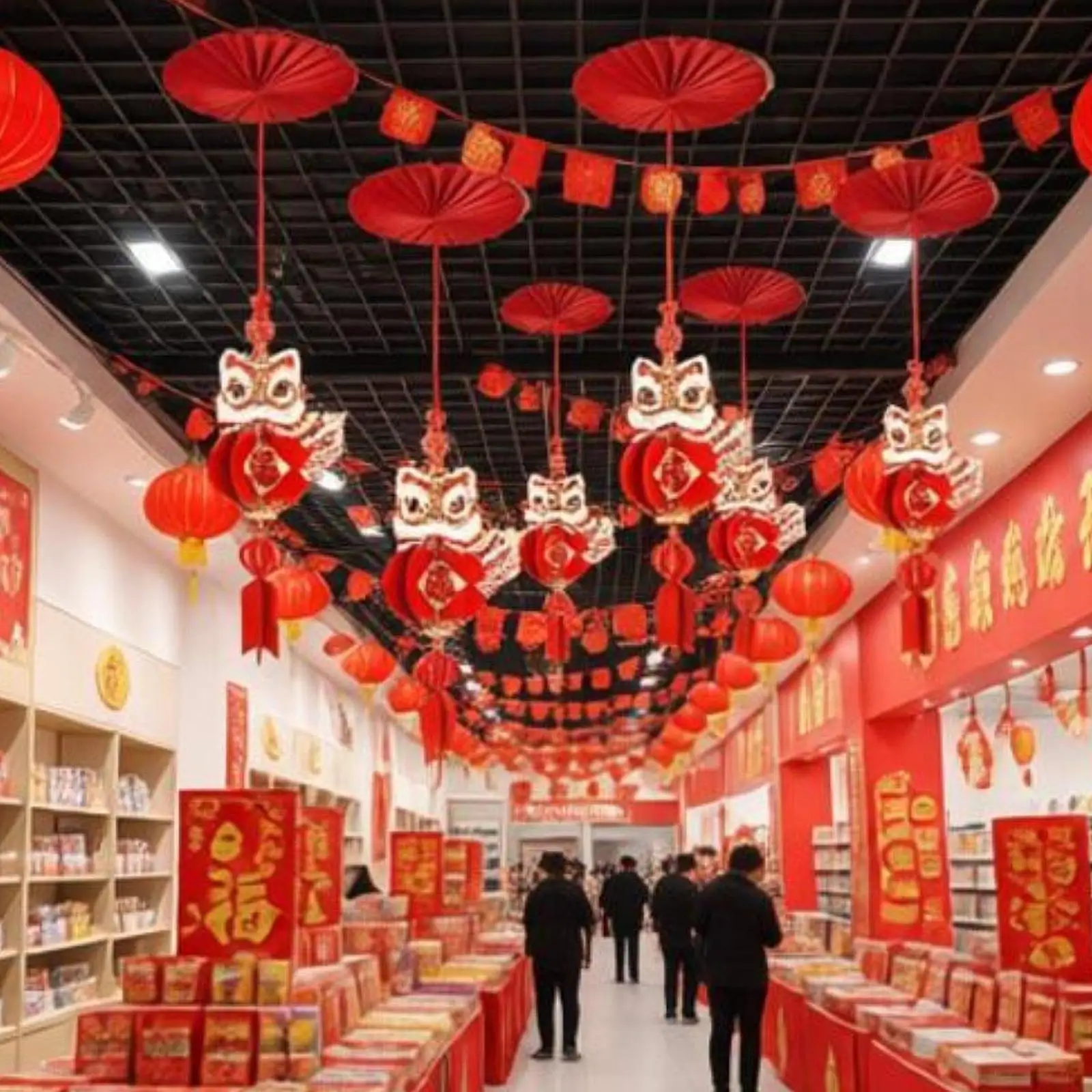 

Набор из 6 украшений для потолка к Китайскому Новому году 2026: прочные подвески с кисточками в стиле танца льва, традиционные, для праздничного оформления окон и дома