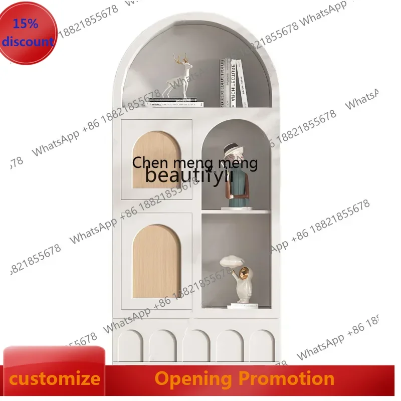 

New Arrivals NNNordic Paint Bookcase Solid Wood Living Room Art Curio Cabinet Simple Modern Hallway Tea Cabinet ss 7304