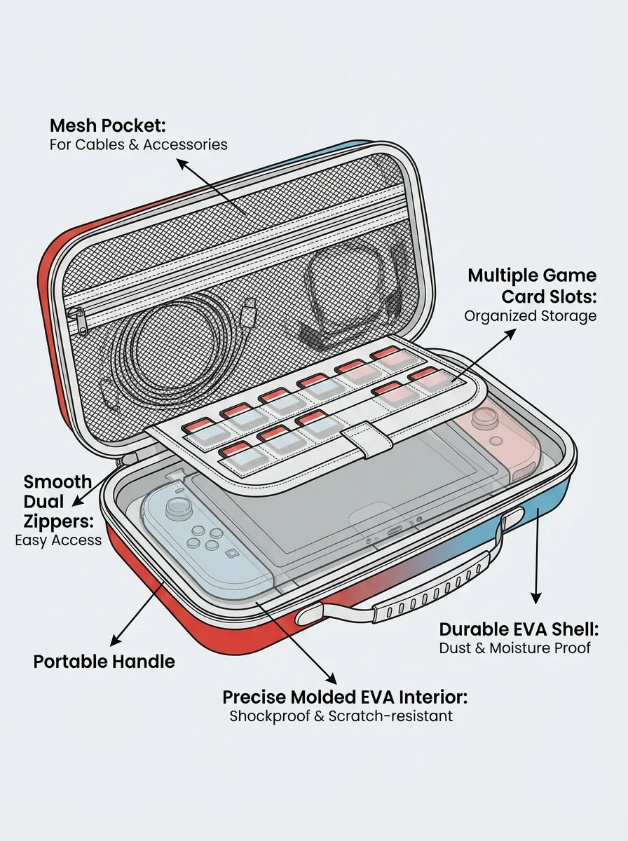 Geschikt voor de tweede generatie Nintendo Switch beschermhoes, accessoire-opbergbox voor reizen en transport.