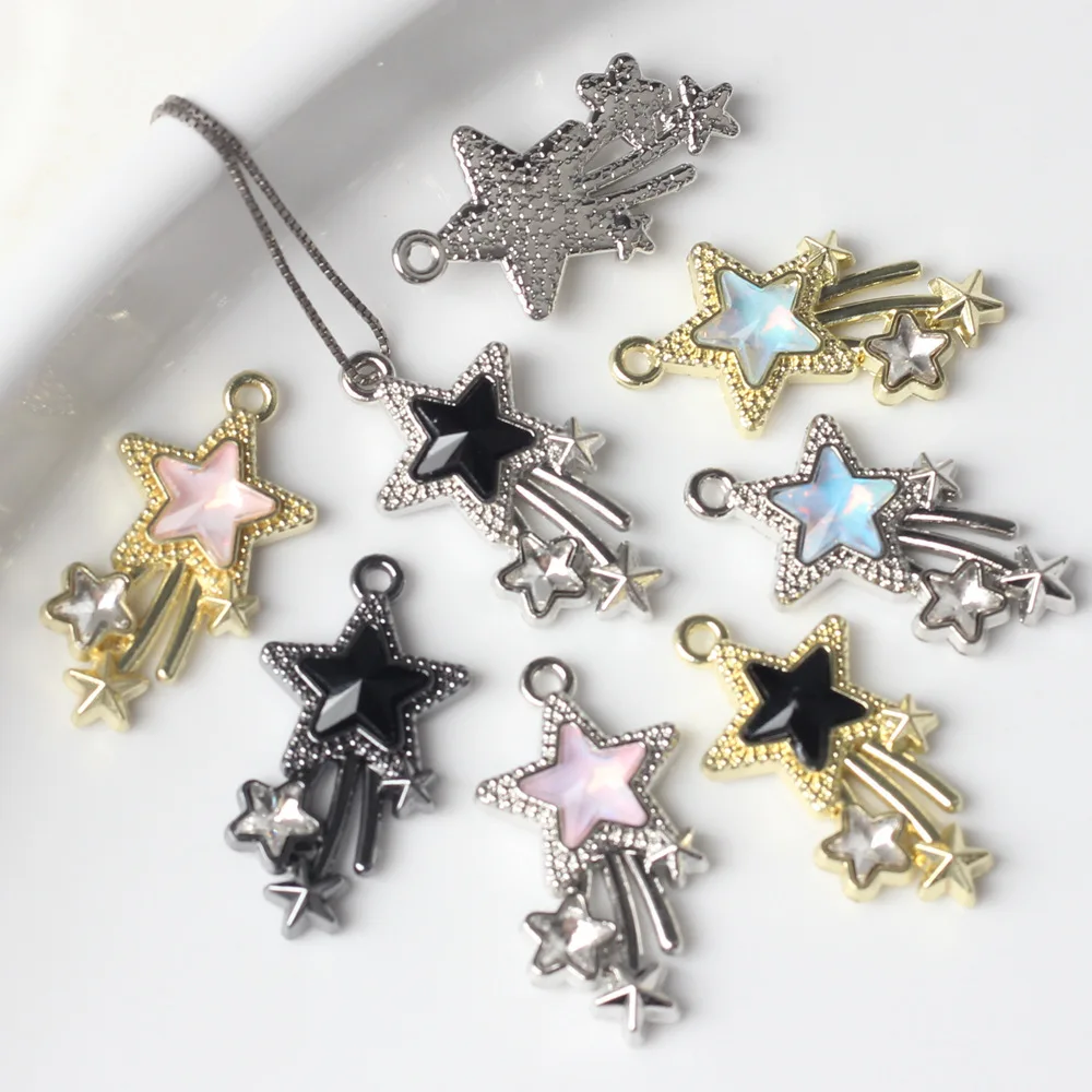 10Pcs Cute Shooting Star Shape Pendant Handmade DIY Bracelet Jewelry Necklace Chain For Women Birthday Party Gift Accessories