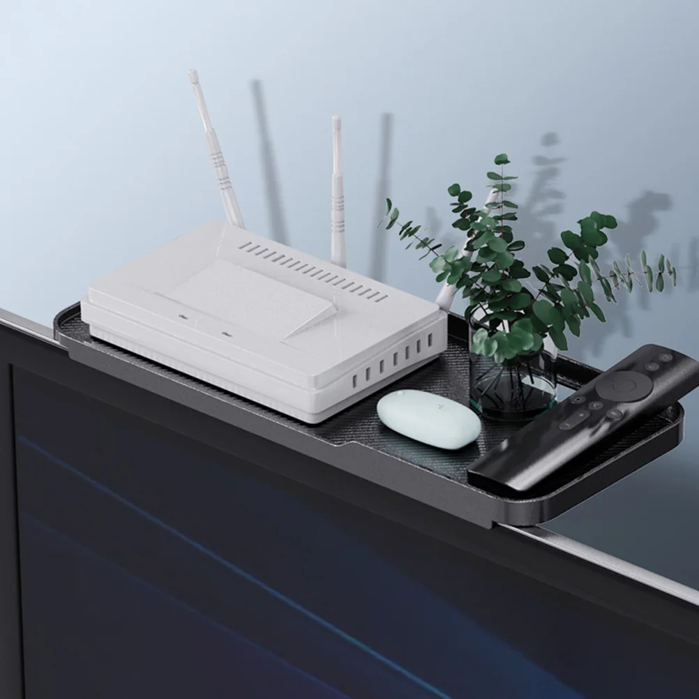 

Black Punch Free Router Storage Rack Set-Top Box Holder Smooth ABS Material Monitor Tops Shelf for Home Office