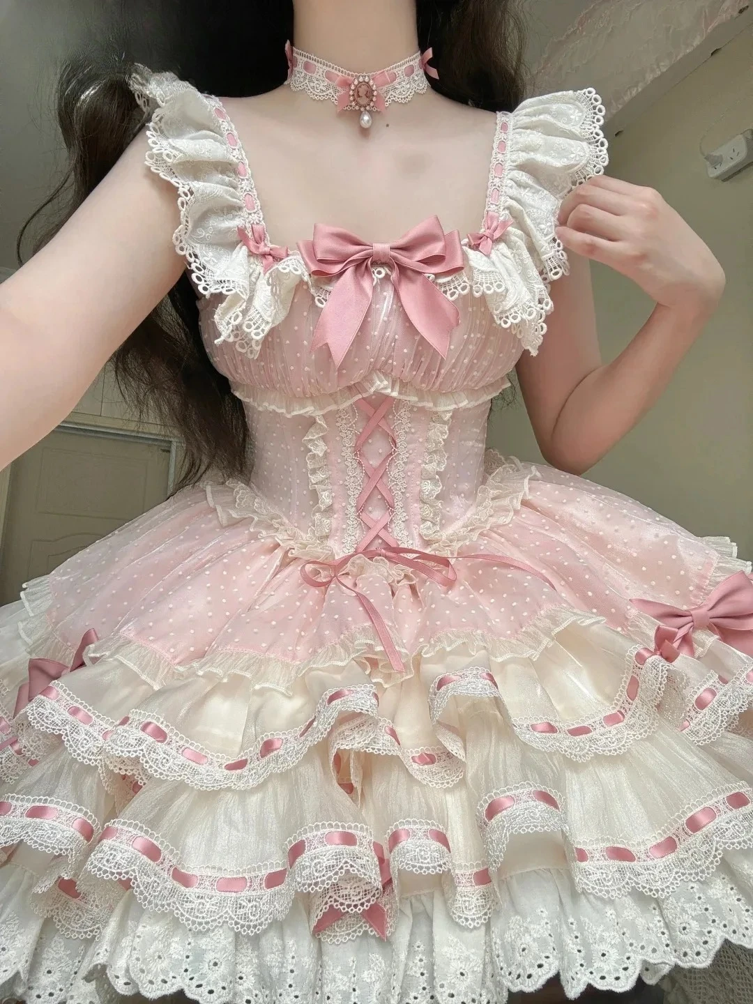 Dolce ragazza senza spalline JSK bretella tutu abiti principessa compleanno abito elegante temperamento balletto stile Lolita vestito 2025 caldo