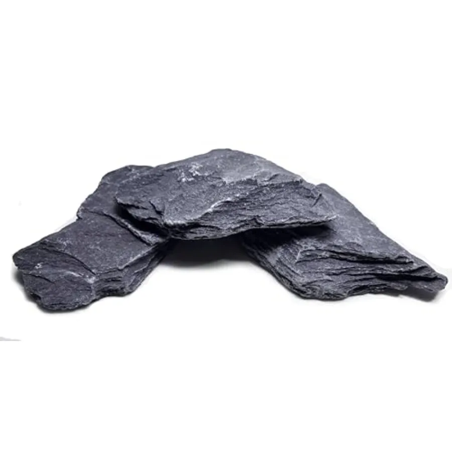 

Natural Slate Stones 8 to 10 Inches - USA Sourced and Packaged for Aquascaping Aquariums Terrariums Paludariums Reptile Enclosu