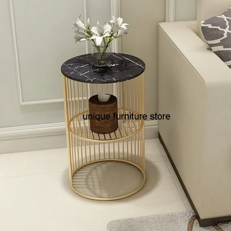 

High Quality Center Small Marble Coffee Side Table Corner Living Room Round Mesa Lateral Simple Modern Bedside Nordic Furniture