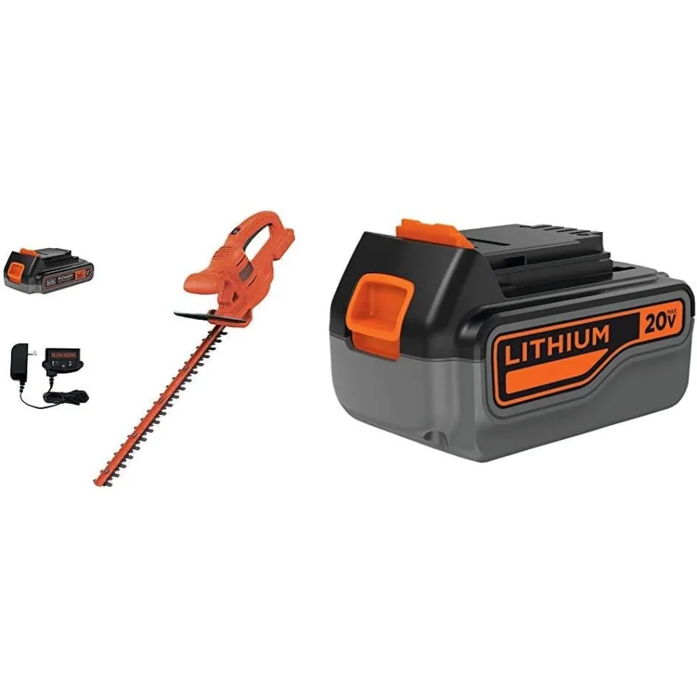 

by BLACK+DECKER 20V MAX Hedge Trimmer Kit, 18-Inch with Extra 4.0 Ah Lithium Battery Pack (LHT218D1AEV & LB2X4020)
