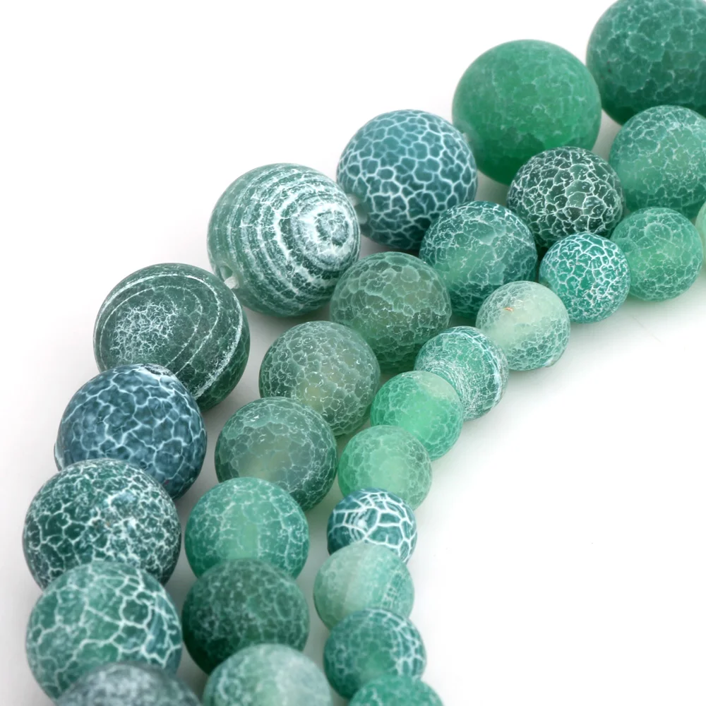 006 Model 6MM/8MM/10MM Matte Green Stained White Stripes Natural Stone Pine Beads DIY Necklace Jewelry Making image 5