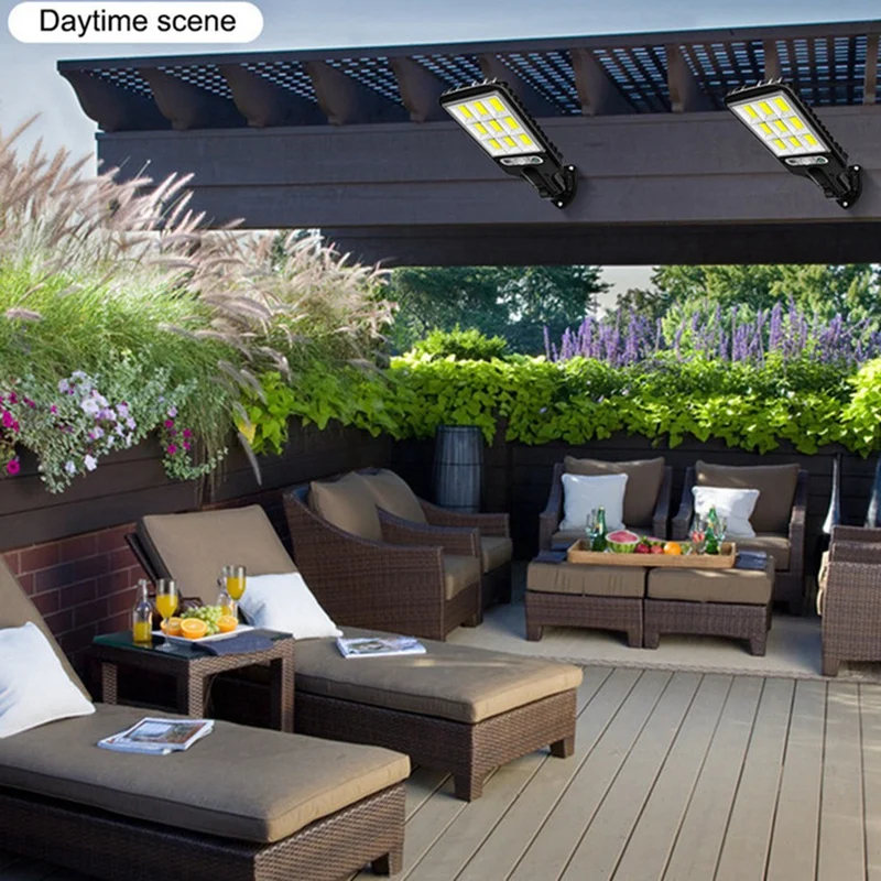 Lámpara de calle Solar para exteriores, luz de jardín impermeable con Sensor de movimiento impermeable de 3 modos, iluminación de seguridad para jardín y patio