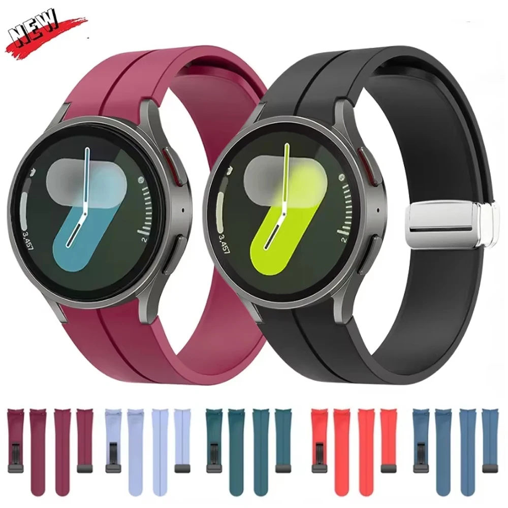 No Gap Silicone Strap for Samsung Galaxy Watch 7/6/5/4 40mm 44mm 5 Pro 45mm Breathable Magnetic Wristband for Watch 6 4 Classic