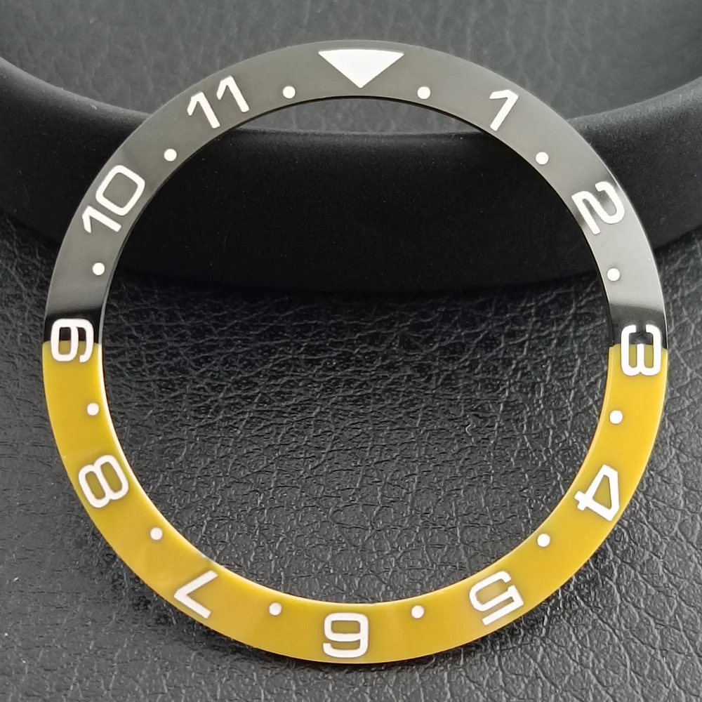 38mm GMT moldura de cerâmica preto amarelo moldura 40mm relógio de mergulho masculino moldura de cerâmica peças de reposição 38mm * 30.7mm