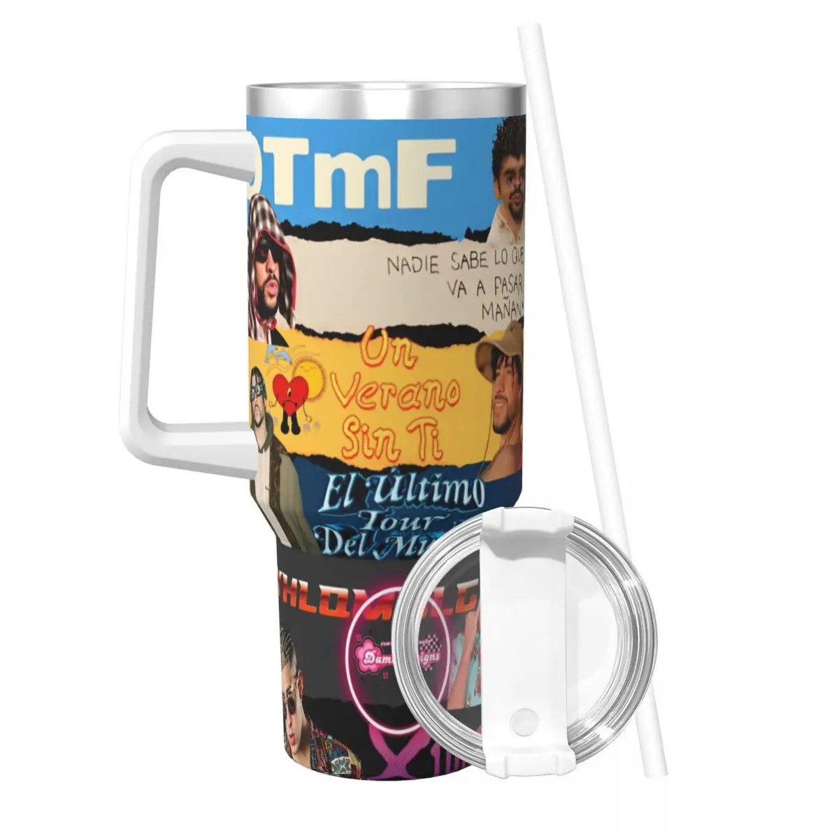 Stainless Steel Tumbler Fashion Tops DTMF Bad Bunny Album 2025 Car Mugs With Straws Driving Drink Water Bottle 40oz Thermal Mug