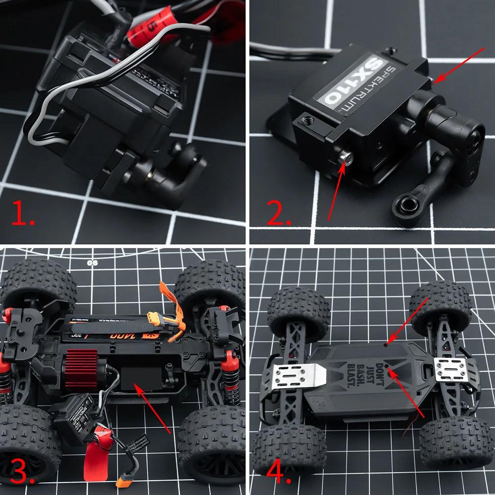 YEAHRUN 1 ชุดอลูมิเนียมสีดํา Servo Mount สําหรับ 1/18 หินแกรนิต Grom 1/14 Mojave Grom Mega 380 RC รถบรรทุกมอนสเตอร์อะไหล่อัพเกรด