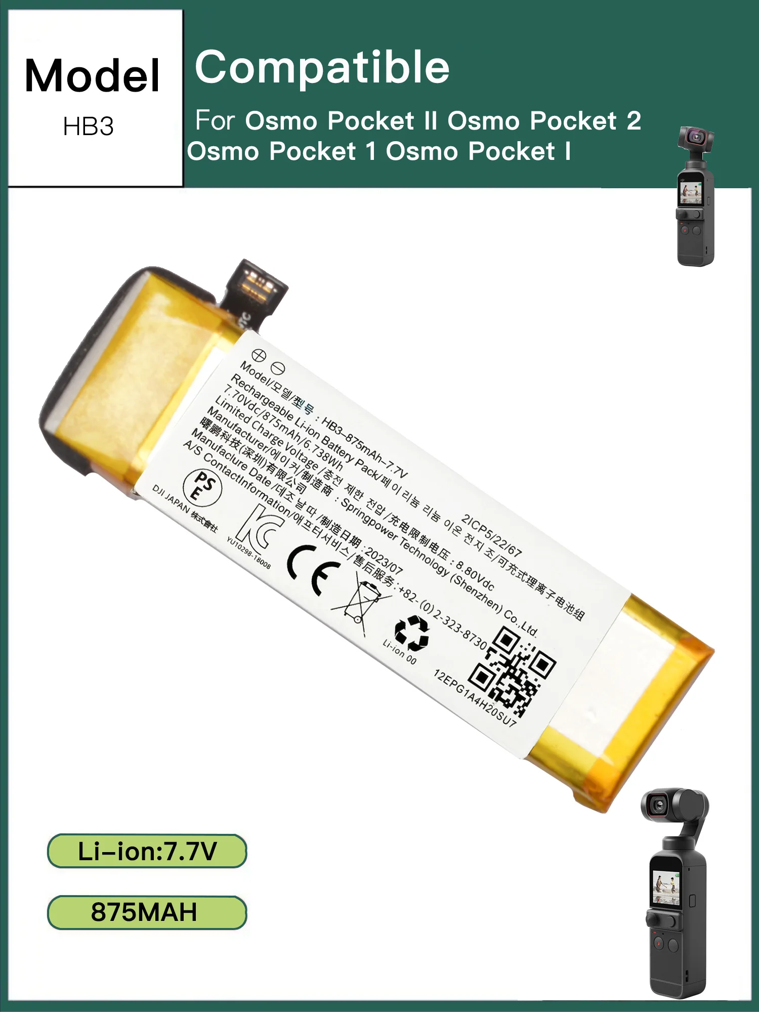 Battery For DJI Osmo Pocket 1/2, Osmo Pocket 3, Osmo Pocket II III