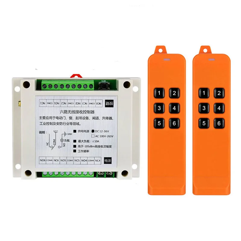 

2000m DC12V 24V 36V 6CH 6 CH Radio Controller RF Wireless Remote Control Overhead travelling crane System Receiver 868Mhz Remote