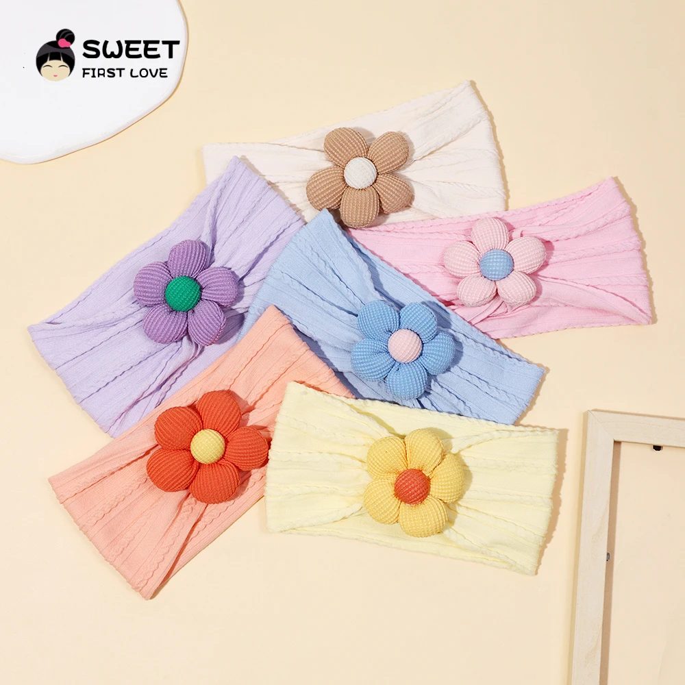 

Flower Nylon Headband for Children Elastic Baby Girl Hairband Soft Turban Headwear for Newborn Baby Kids Hair Accessories New