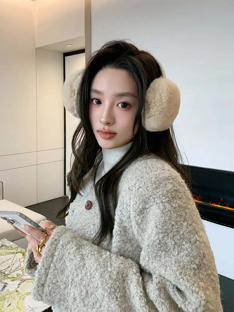 2026 New 100% Winter Natural Fur Ear Muffs for Women Soft Warm Real Rex Rabbit Ear Thick Warm Covers