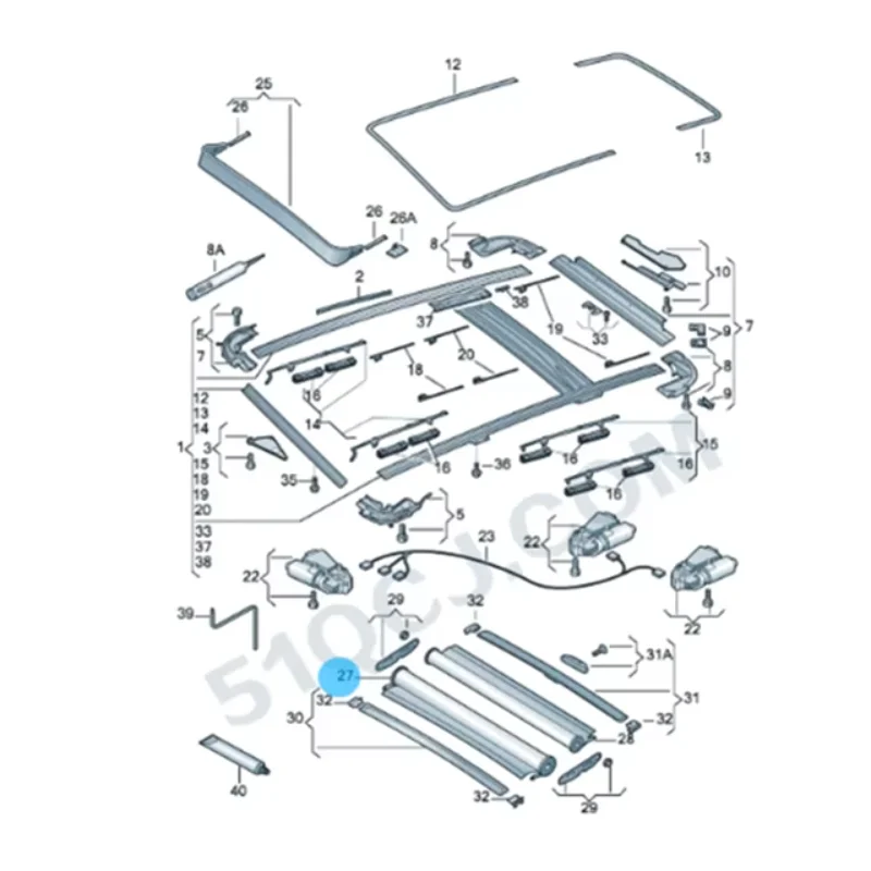 

Sunroof Parts Sunroof Cover Sunshade Roller Blind For Audi Q7 (2007-2015) 4L0877307D
