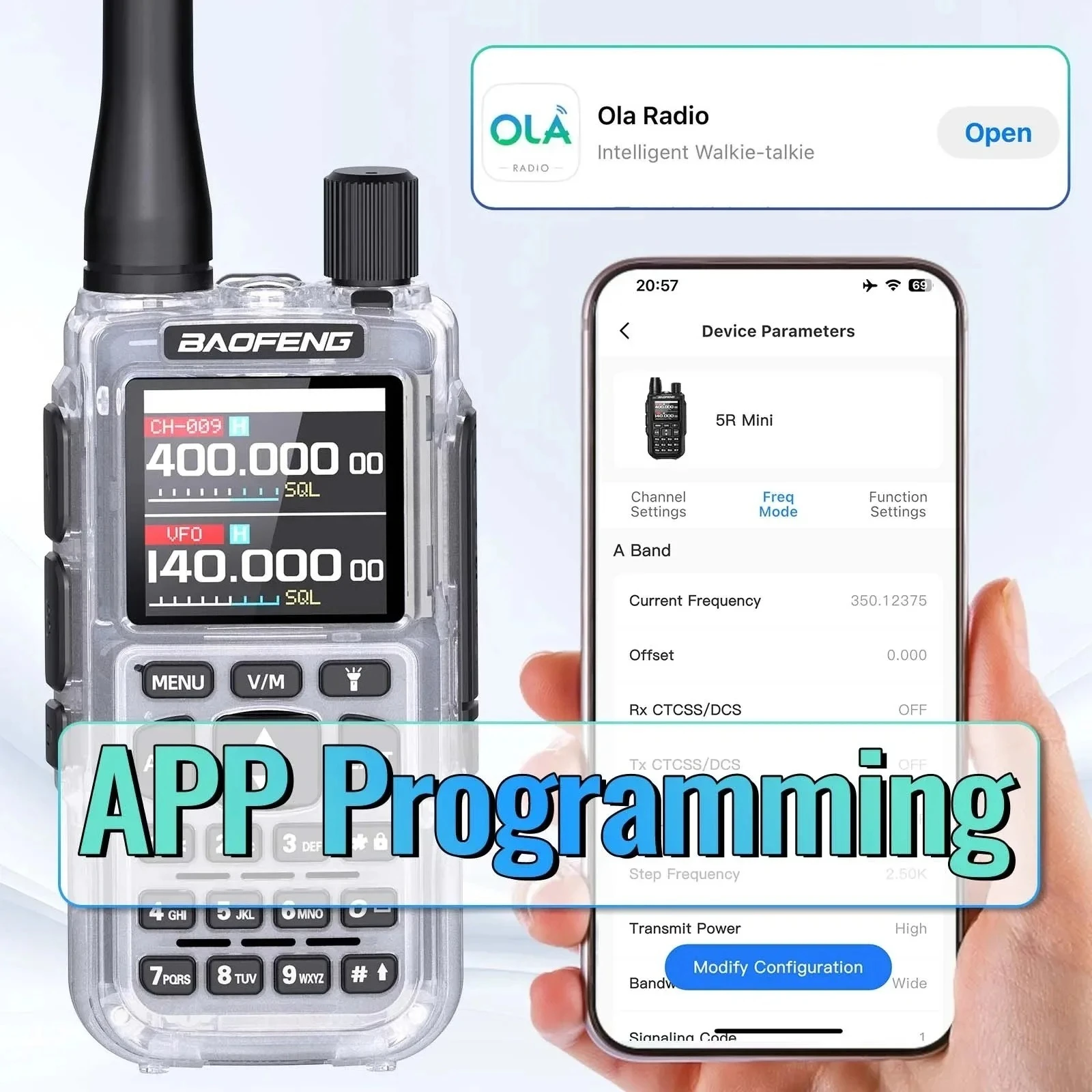 2PCS BAOFENG Mini 5 Dual PTT Walkie Talkie Bluetooth APP Programming AM/FM NOAA TYPE-C Charger Upgrade UV-5R Mini Ham Radio