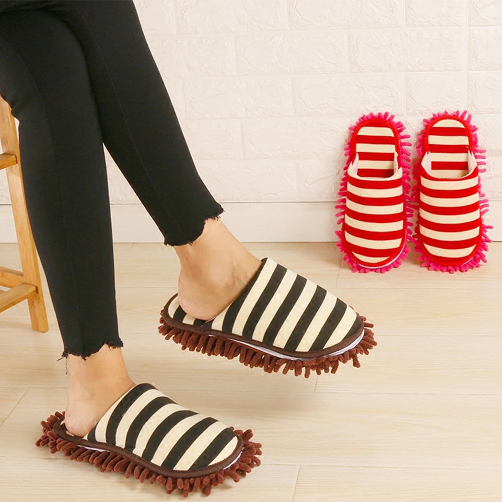 

1 Pair Cleaning Slippers Cover Lazy Mop Slippers Floor Cleaning Shoe Covers Anti-Skid Chenille Mop Caps For Wood Ceramic Tile