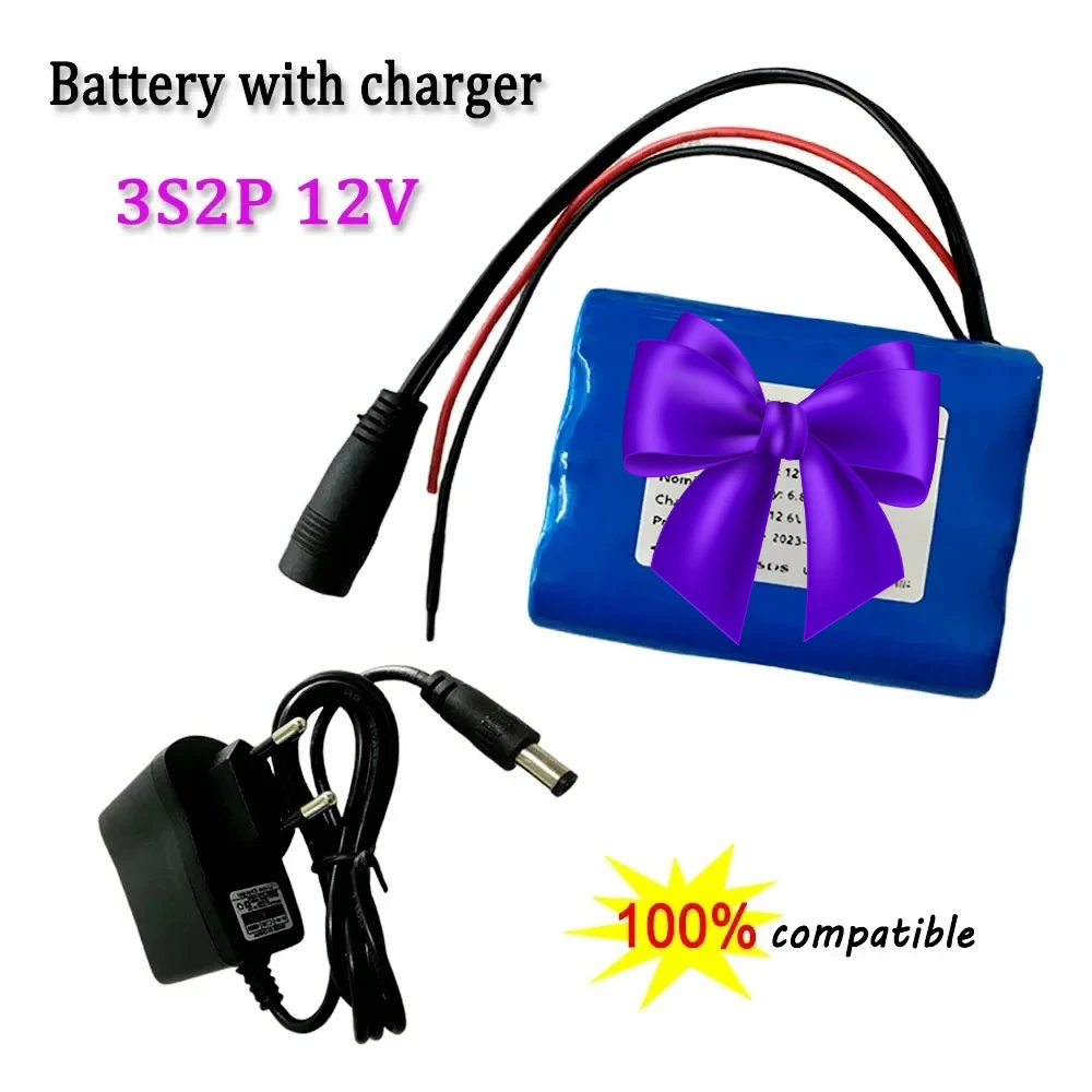 

2025 NEW 18650 3S2P 12V 6800mAh Rechargeable Lithium-ion Battery Pack 12.6V Charging Battery + charger