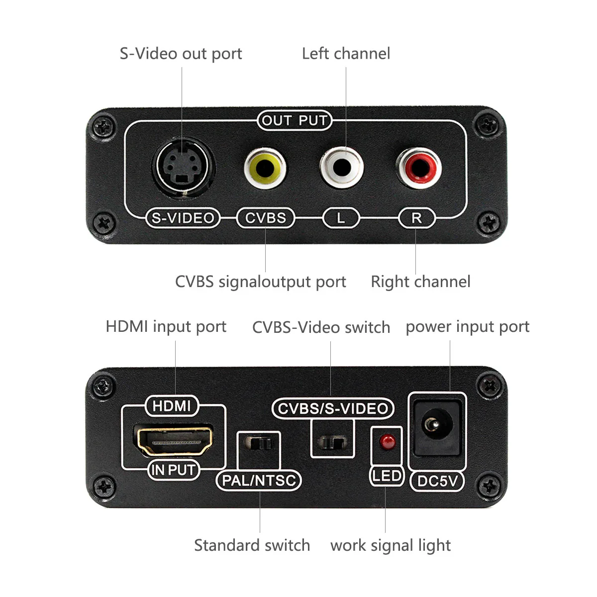 1pcs 1080P HDMI-compatible  to CVBS/S-Video RCA L/R Audio Video Converter Splitter Adapter