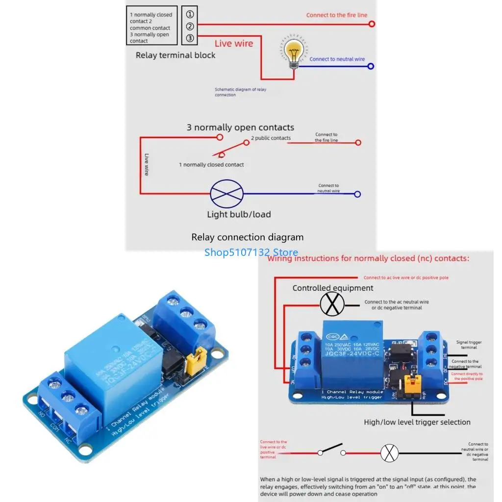 87HD Single Channel Relays Board 5mA Triggering Current Optocoupler Isolation 10A Load