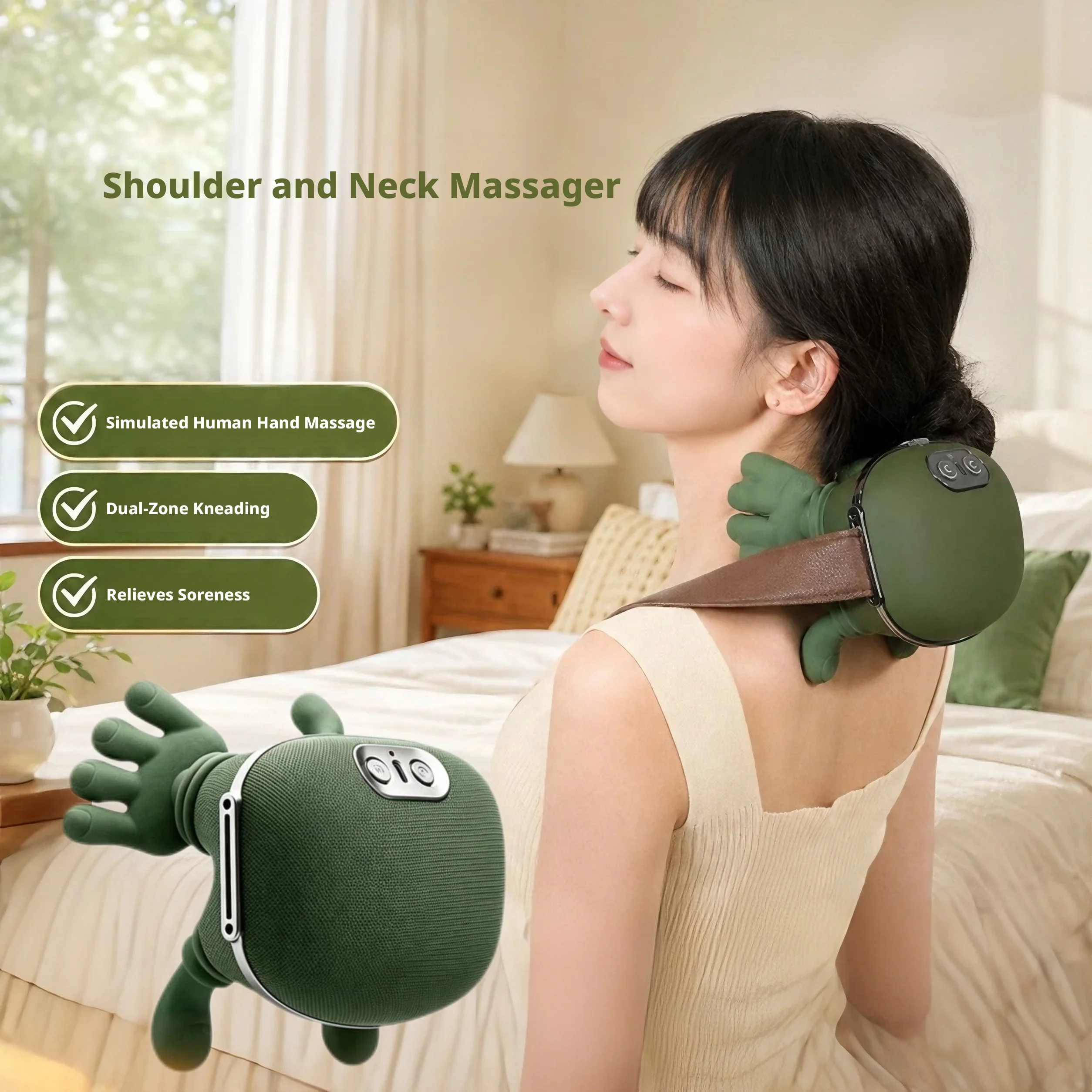 Neck Shoulder Massager Simulated Human Hand Deep Kneading Portable Trapezius Muscle Massager Neck Soreness Relief Gift for