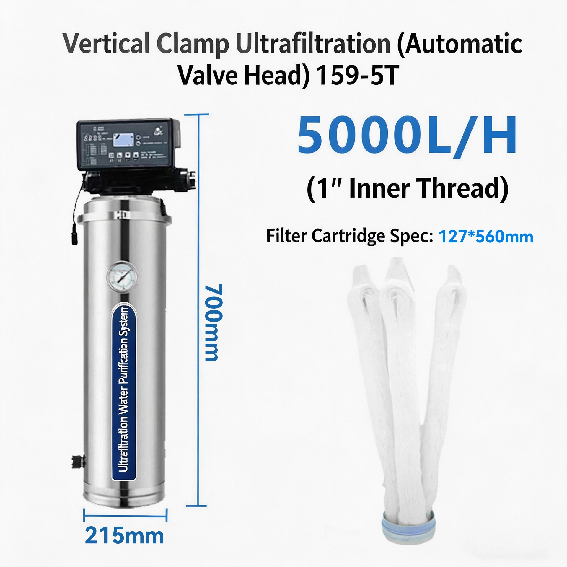 Smart Auto-Clean Whole House Water Filter 8000L/H Auto Flush Function Remove Sediment Bacteria 304SS UF System for Home