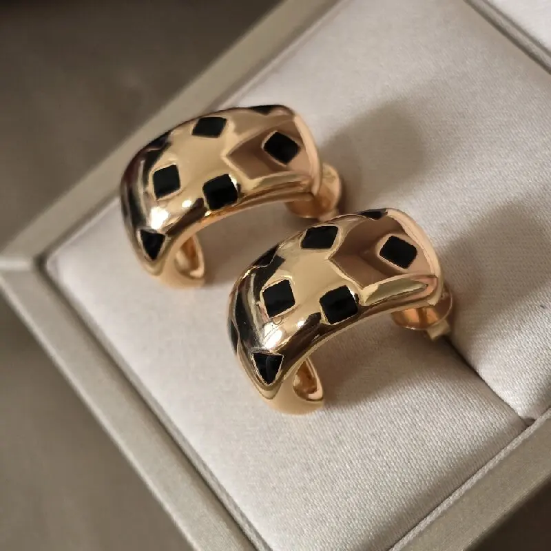 

925 Sterling Silver Earrings with Rose Gold Leopard Pattern Fashion Jewelry Gifts