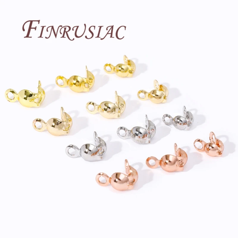 3.2mm 4mm 18K Gold Plated Crimp Bead Cover,End Caps For Jewelry Making Supplies,DIY Bracelets Accessories,Crimp Beads Findings