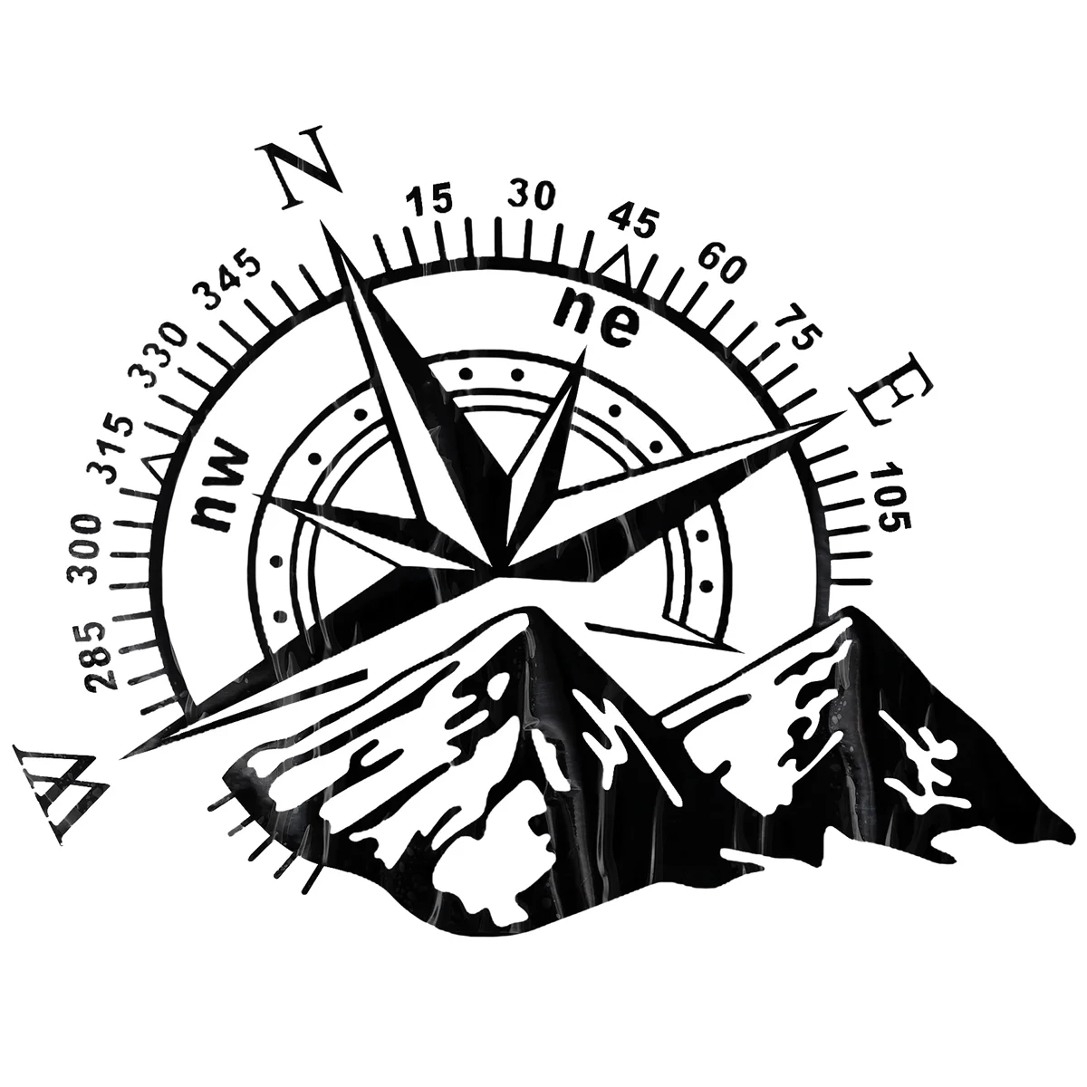 1Pcs Car Off-Road SUV Side Body Sticker Compass Mountain Decals Sticker for SUV Off-Road Waterproof