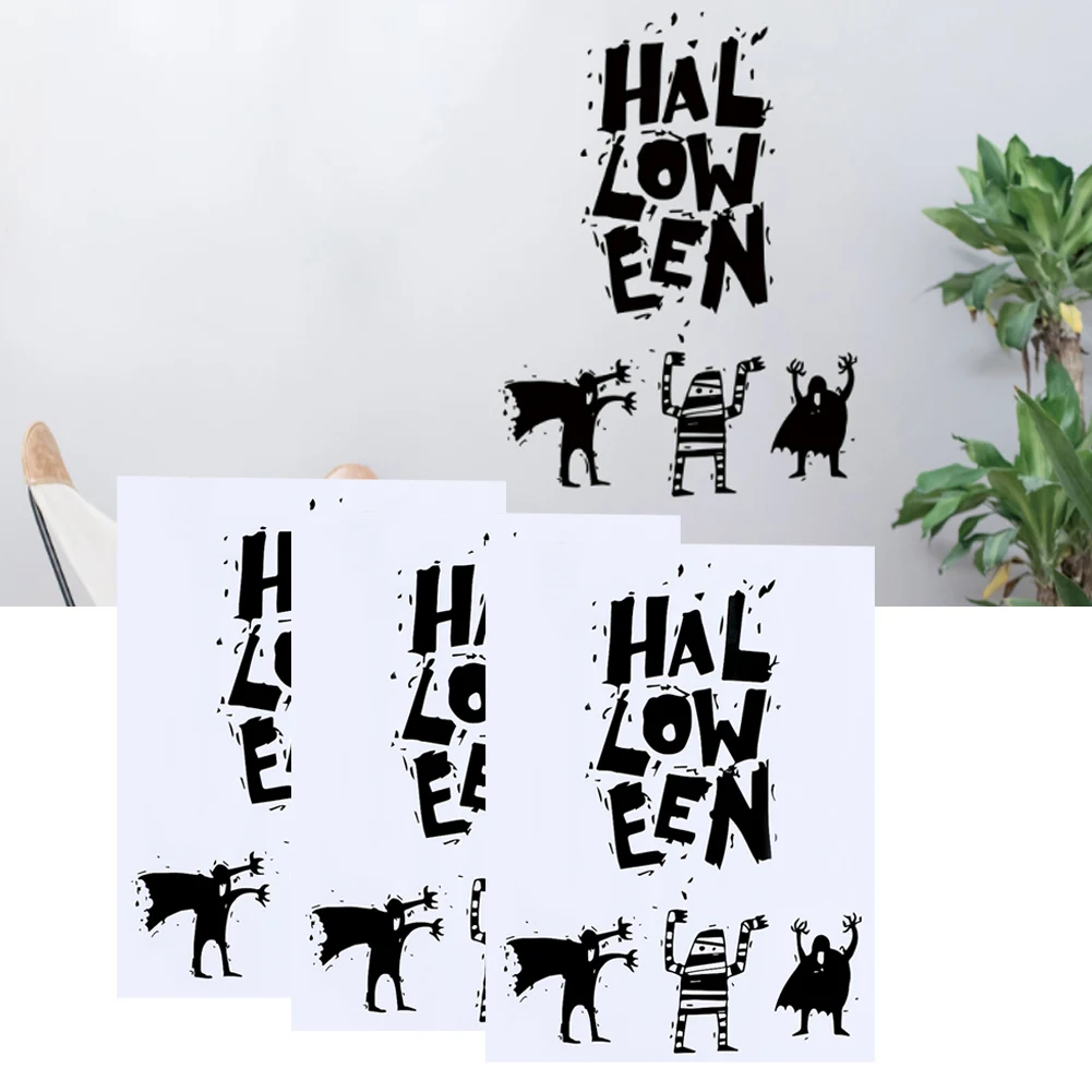 3 Set Self‑Adhesive PVC Wall Stickers Decals Wallpaper For Home Halloween Decor Party Supplies