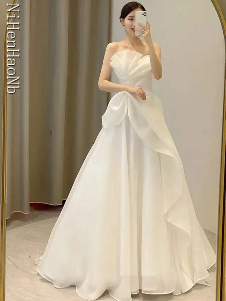 Robe De Mariee New Wedding Dresses Strapless Fashion Cheap Bride Dress Vestidos De Novia