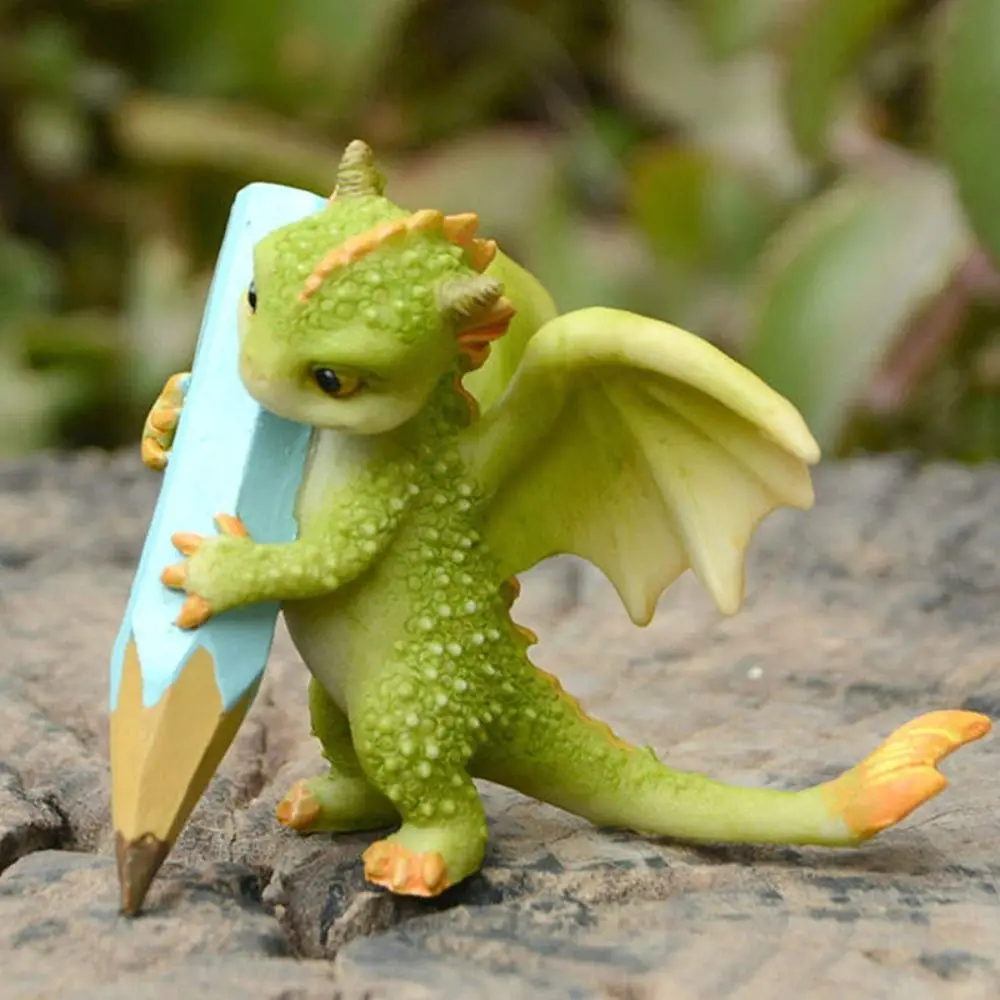 

Handicraft Mini Cute Dragon Ornament Waterproof Statue Dragon Resin Sculpture Collectible Ornament Dinosaur Models Home Bedroom