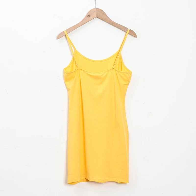 Baumwoll-Spaghettiträgerkleid Damen Basic Schlankes Ärmelloses Minikleid – Detail 10