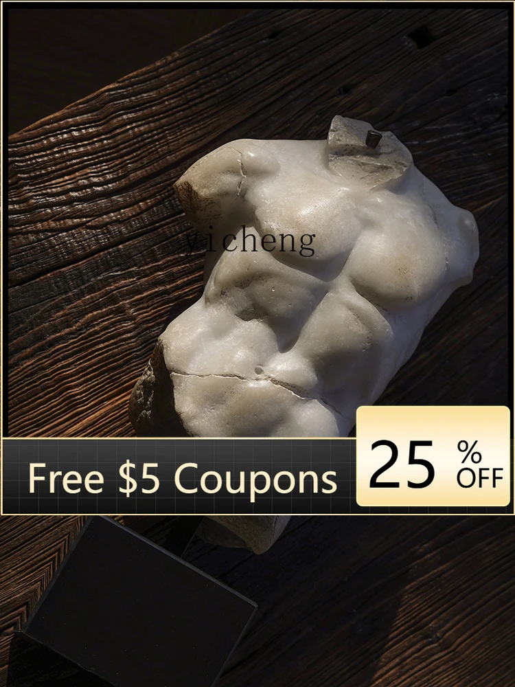 D28 Half Body Male Torso Sculpture of Strength and Beauty for Entrance Hallway Living Room Artistic Creative Resin Ornament
