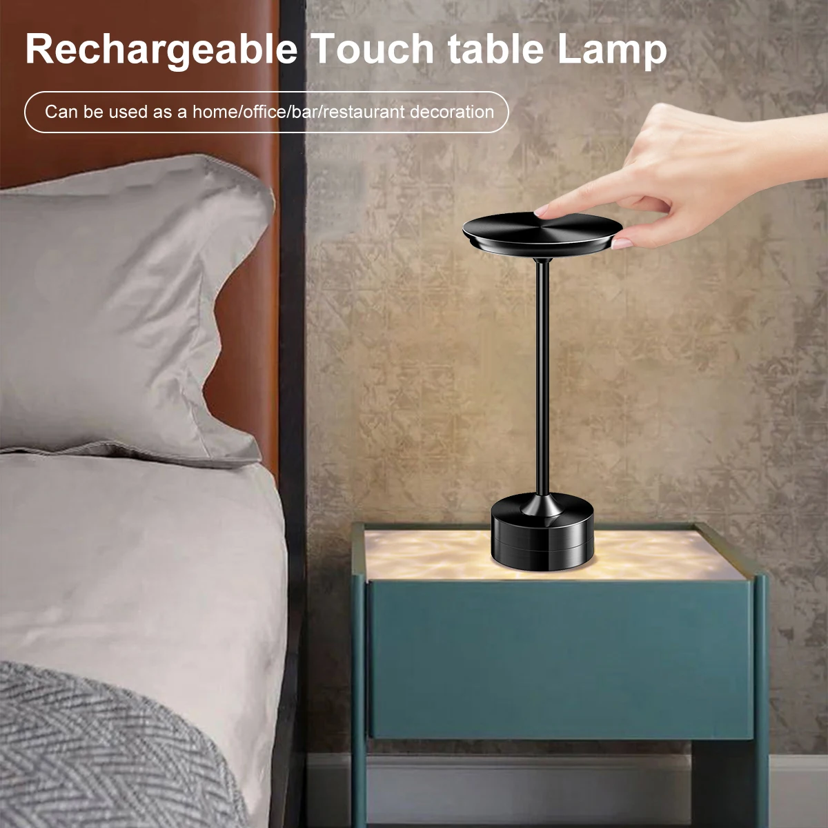 Table Lamp LED Touch Sensor Desktop Night Light Rechargeable Wireless Reading Lamp for Restaurant Hotel Bar Bedroom Decor Light