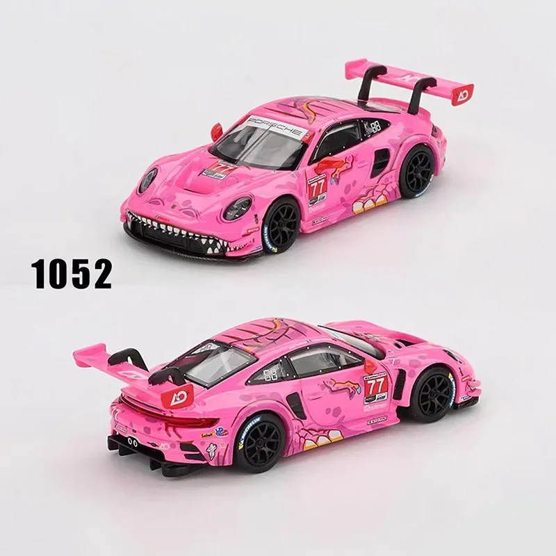 

MINIGT 1:64 Pink Dinosaur Porsche 911 GT3 R 77 Alloy Automotive Model Ornament 1052