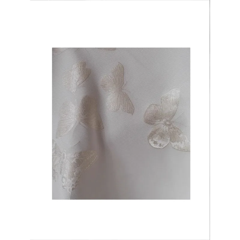 White Butterfly Jacquard Fabric Embroidered Smooth Texture Dress Designer Fabric