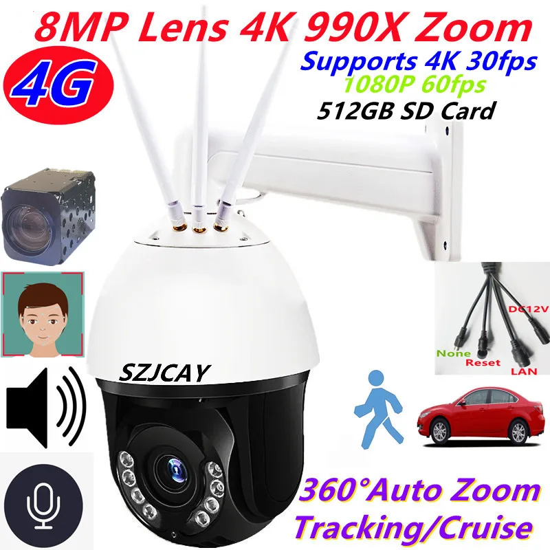 SZJCAY 4K 8MP 30fps 990X Zoom POE Surveillance Camera Hikvision Onvif RTSP Outdoor 60X Optical Zoom security PTZ IP Camera Dahua